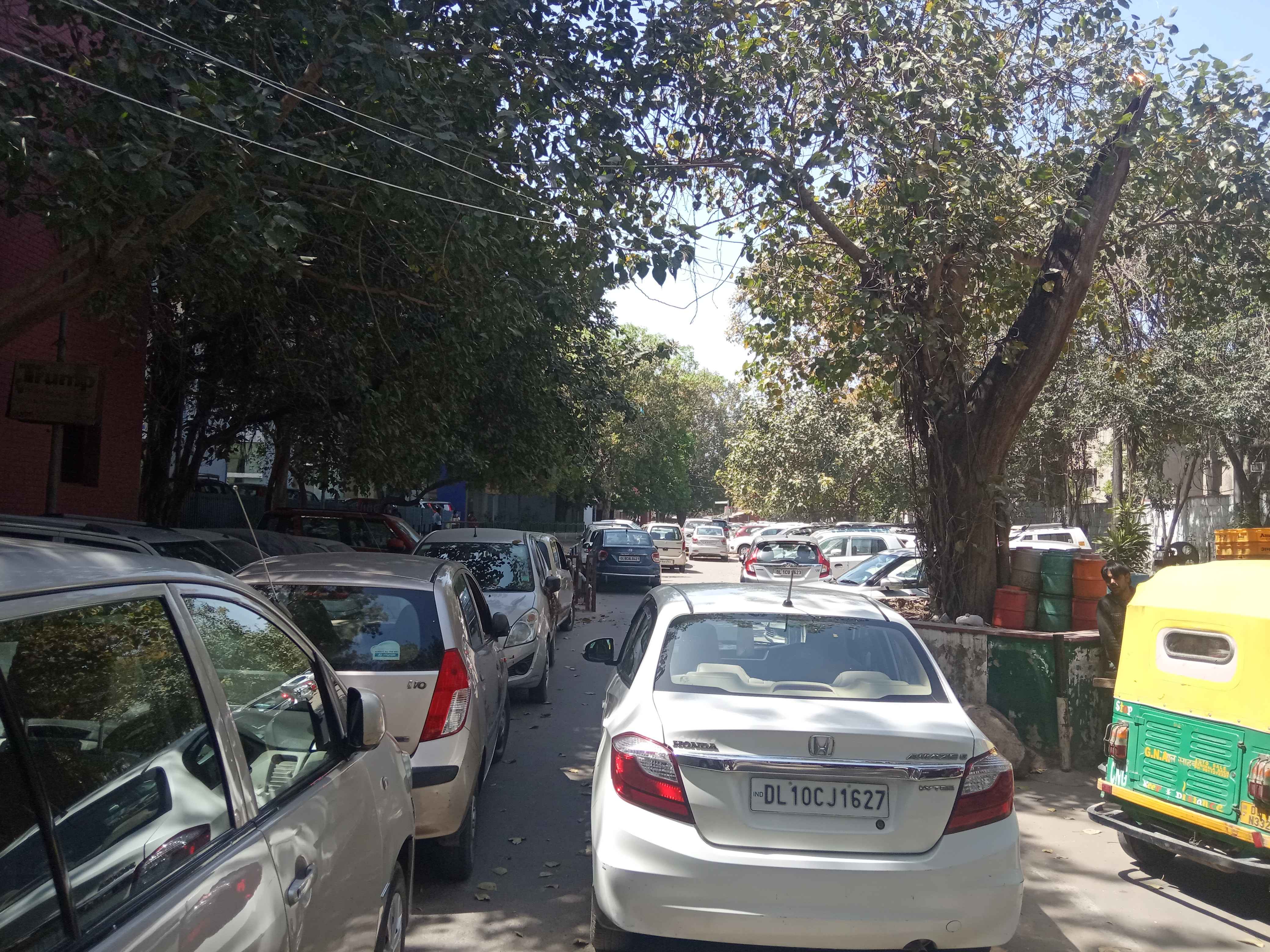 Tishazari metro station parking lot In New Delhi